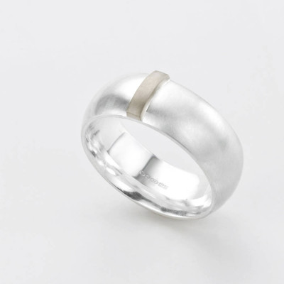 Shiny Silver Linear Band Ring