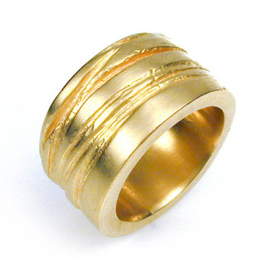 18ct Gold Plated Silver Texture Bound Ring