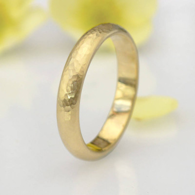 Hammered Ring In 18ct Yellow Or Rose Gold - By The Name Necklace;