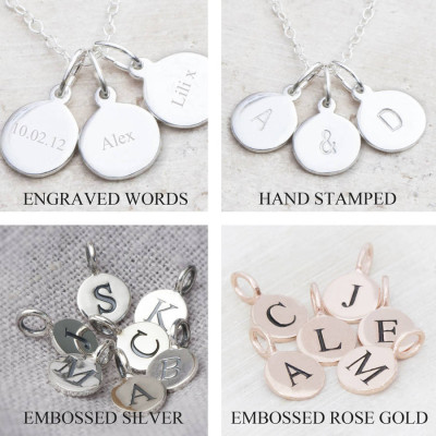 Personalised Silver Hand Stamped Charm Necklace