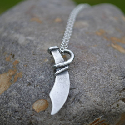 Handmade Silver Pirate Cutlass Necklace - By The Name Necklace;