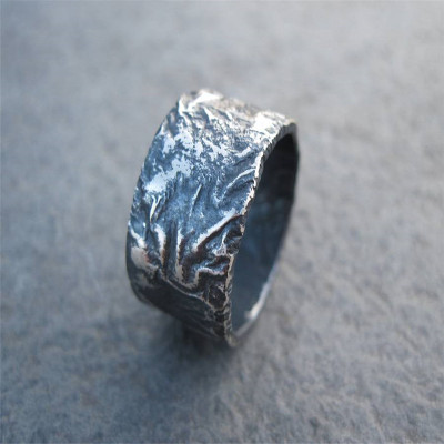 Stunning Broad Sterling Silver Rocky Outcrop Ring
