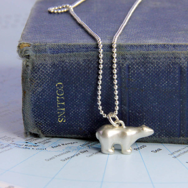 Sterling Silver Polar Bear Pendant Necklace
