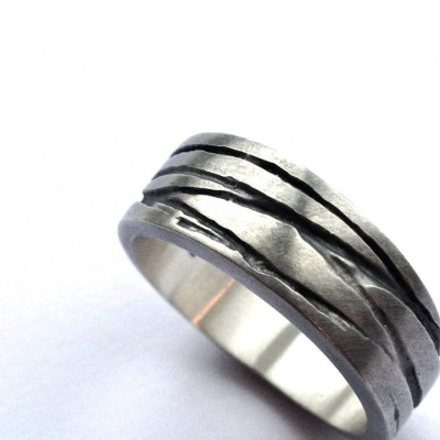 Sterling Silver Texture Finished Band Ring