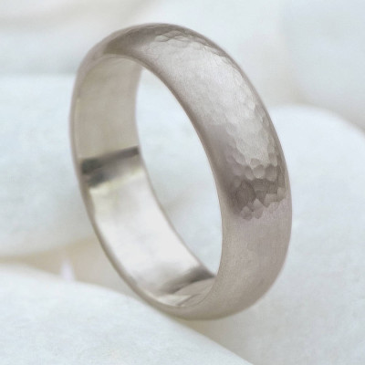 Men's 18ct Gold 6mm Hammered Band Ring