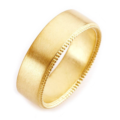 Mens 18ct Gold Decorated Wedding Ring