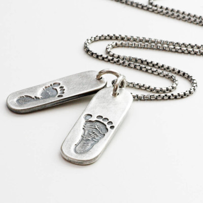 Men's Double Footprint Tag Pendant Necklace
