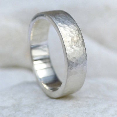 Mens Silver or Gold Hammered Ring