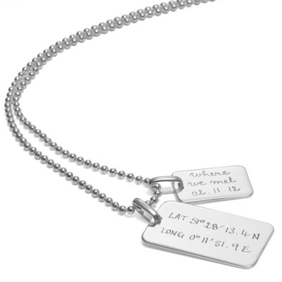 Custom Engraved Men's Dog Tag Necklace Chain