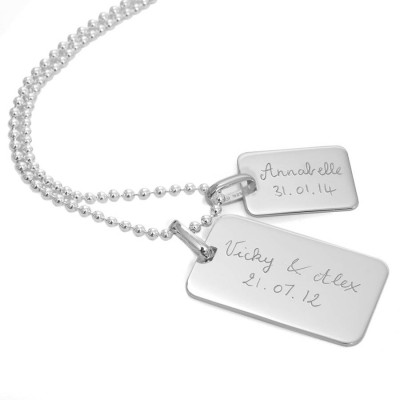 Custom Engraved Men's Dog Tag Necklace Chain