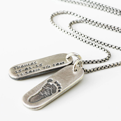 Personalised Mens Footprint Tag Necklace