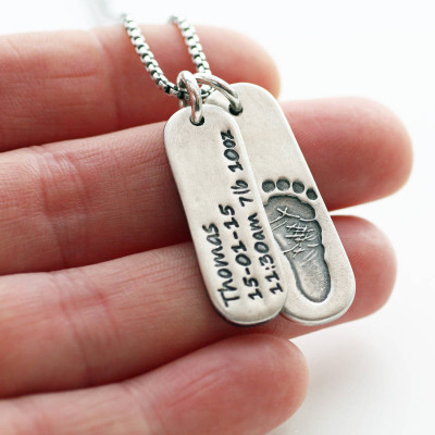 Personalised Mens Footprint Tag Necklace