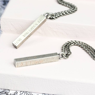 Mens Personalised Metal Bar Necklace - By The Name Necklace;