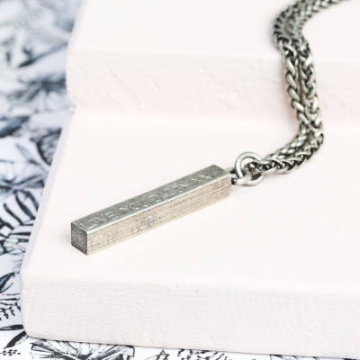 Custom Engraved Men's Metal Bar Pendant Necklace
