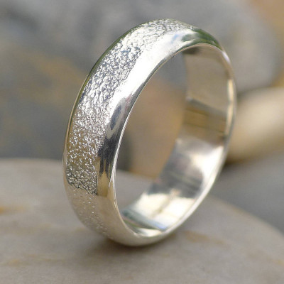 Mens Silver Ring With Concrete Texture - By The Name Necklace;