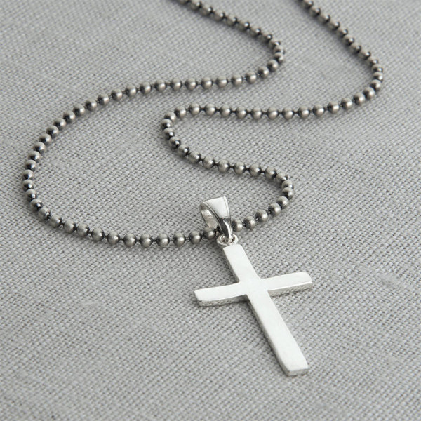 Men's Sterling Silver Cross Pendant Necklace