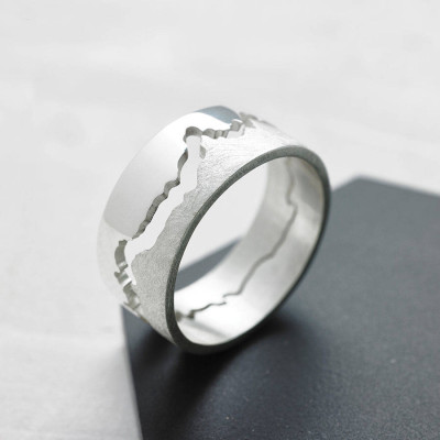 Mens Coastline Map Ring - By The Name Necklace;