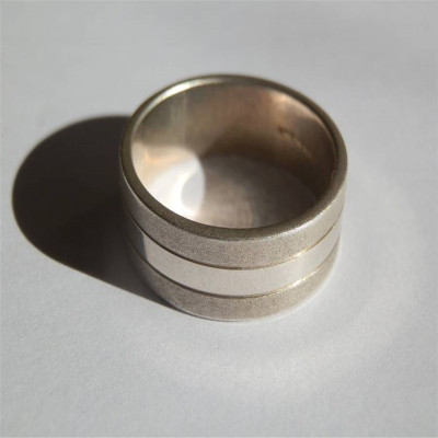 Mens Silver Wedding Band Ring - Unique Design Jewellery