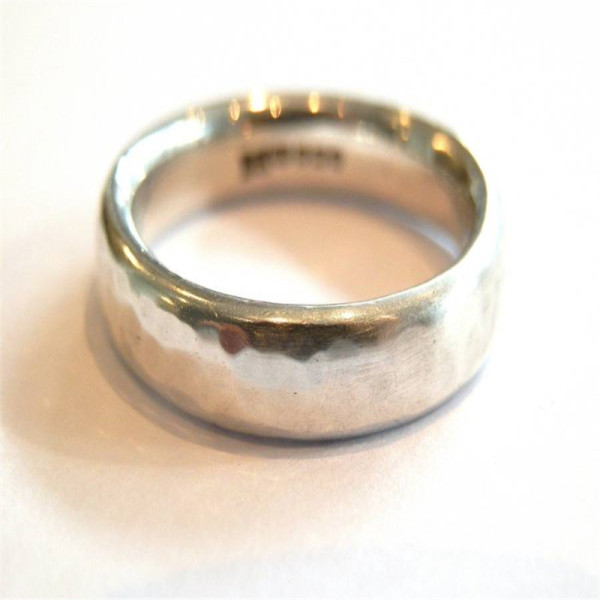 Men's Silver Hammered Band Ring