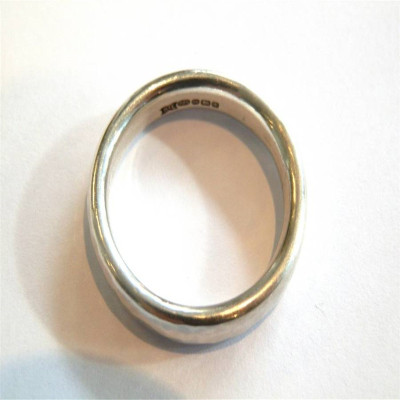 Men's Silver Hammered Band Ring