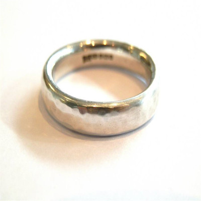 Men's Silver Hammered Band Ring