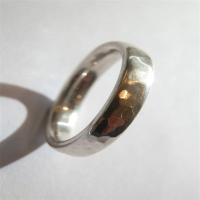 Men's Silver Hammered Band Ring