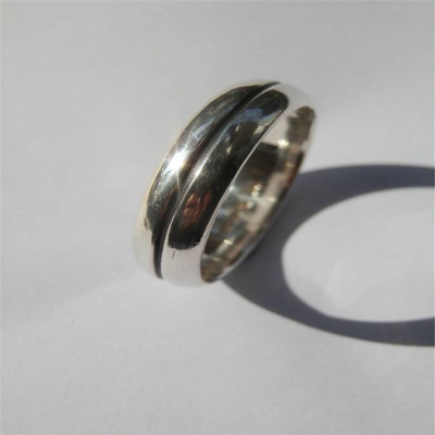 Mens Silver Oxidized Band Ring - By The Name Necklace;