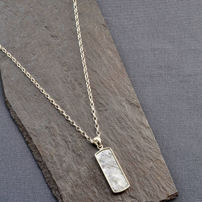 Sterling Silver Rectangular Meteorite Necklace