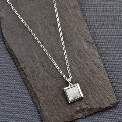 Sterling Silver Meteorite Square Necklace