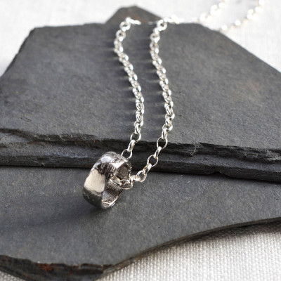 Sterling Silver Meteorite Ring Pendant Necklace
