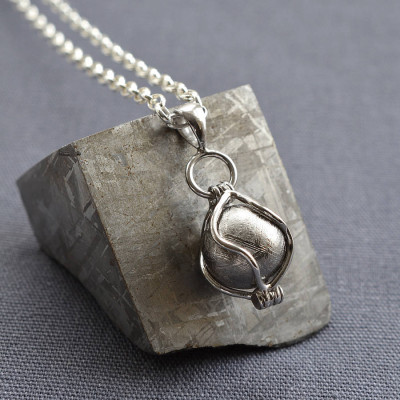 Meteorite Spinning Orb Necklace - By The Name Necklace;