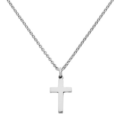 Mini Silver Cross Charm Necklace - By The Name Necklace;