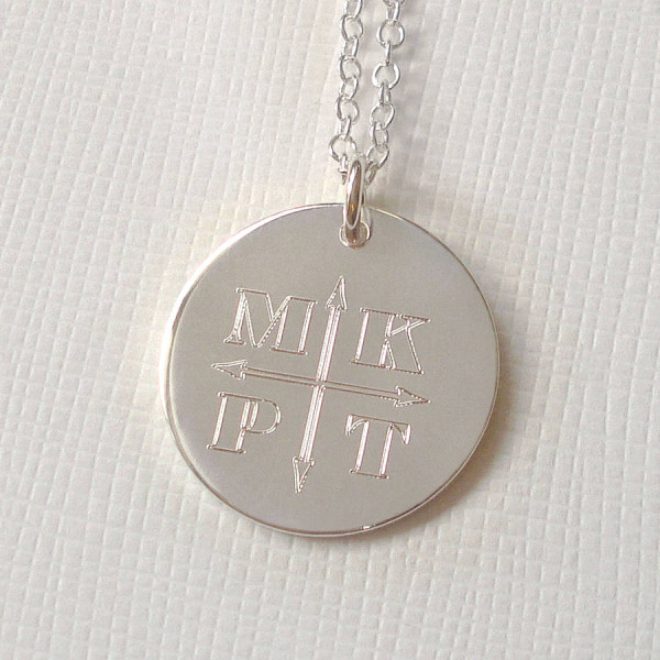 Personalised Monogram Necklace with Engraved Arrows