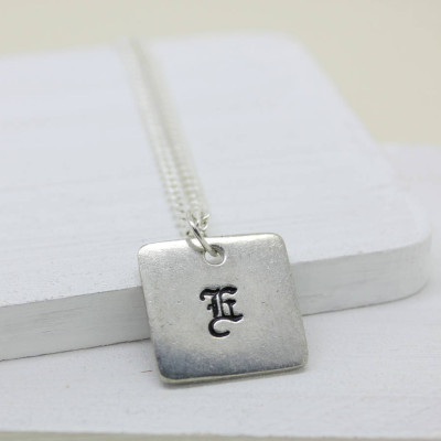 Custom Engraved Old English Font Necklace