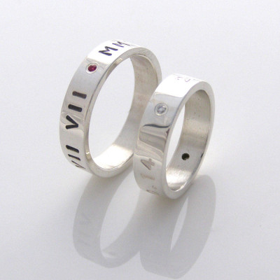 Custom Silver Couple Rings with Engraving