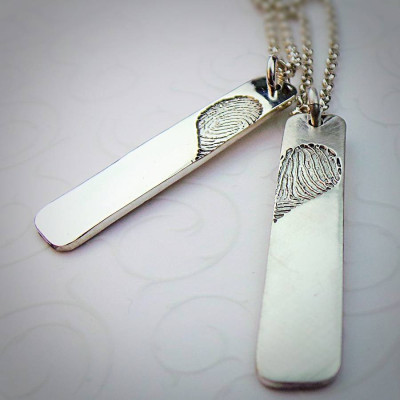 Heart Fingerprint Pendant Necklace Set - Perfect Gift for Couples