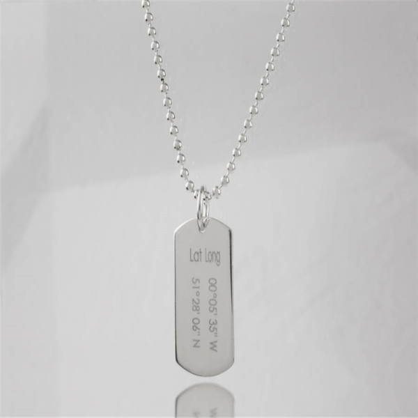 Personalised Dog Tag Necklace with Your Coordinates