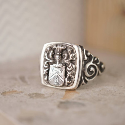 Personalised Coat Of Arms Signet Ring - By The Name Necklace;