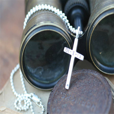 Custom Engraved "Love and Protect" Cross Mens Pendant Chain