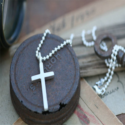 Custom Engraved "Love and Protect" Cross Mens Pendant Chain