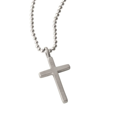 Custom Engraved "Love and Protect" Cross Mens Pendant Chain