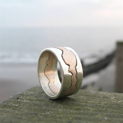 Customised Two Tone Coastline Ring