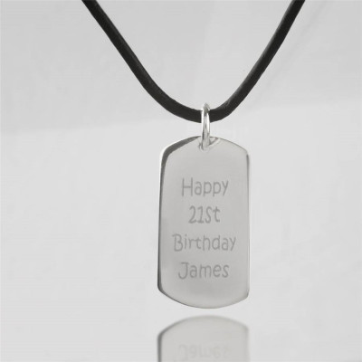 Custom Engraved Dog Tag Pendant Necklace with Your Message