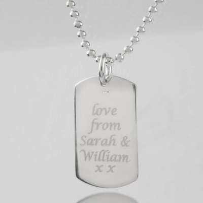 Custom Engraved Dog Tag Pendant Necklace with Your Message