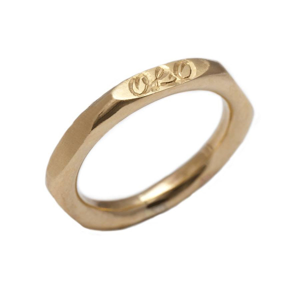 Custom-Made 18K Gold Hexagon Ring