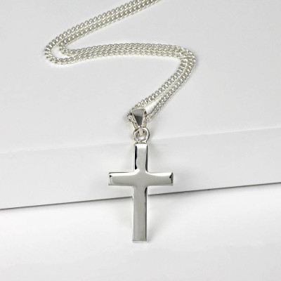 Custom Silver Cross Necklace for Men