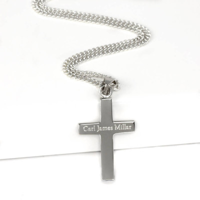 Custom Silver Cross Necklace for Men