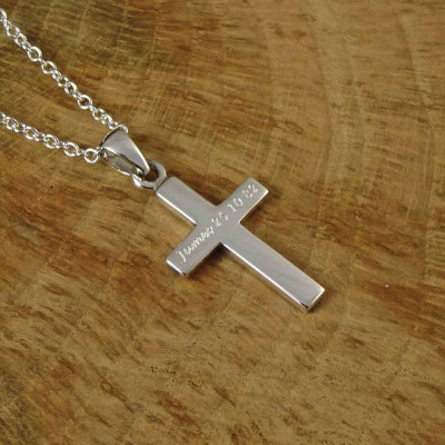 Custom Silver Cross Necklace for Men