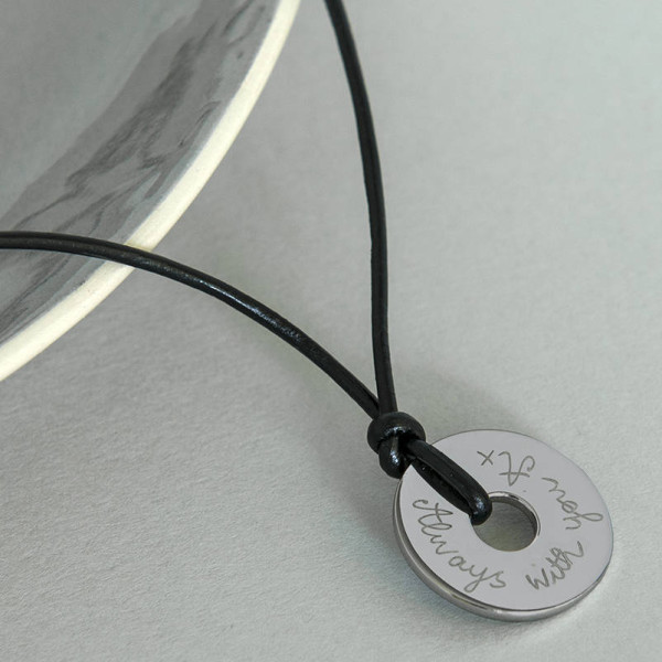 Customised Men's Sterling Silver Pendant with Engraved Circle