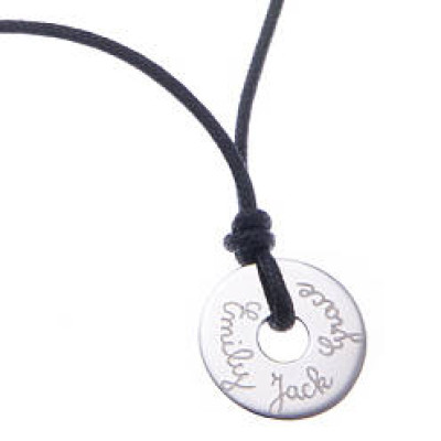 Customised Men's Sterling Silver Pendant with Engraved Circle